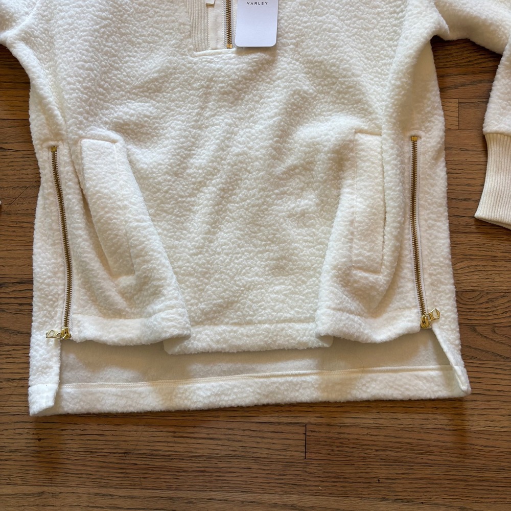 Varley Wallace Half Zip Fleece Pullover Egret White Small VAR01609 Borg Teddy - Picture 2 of 9